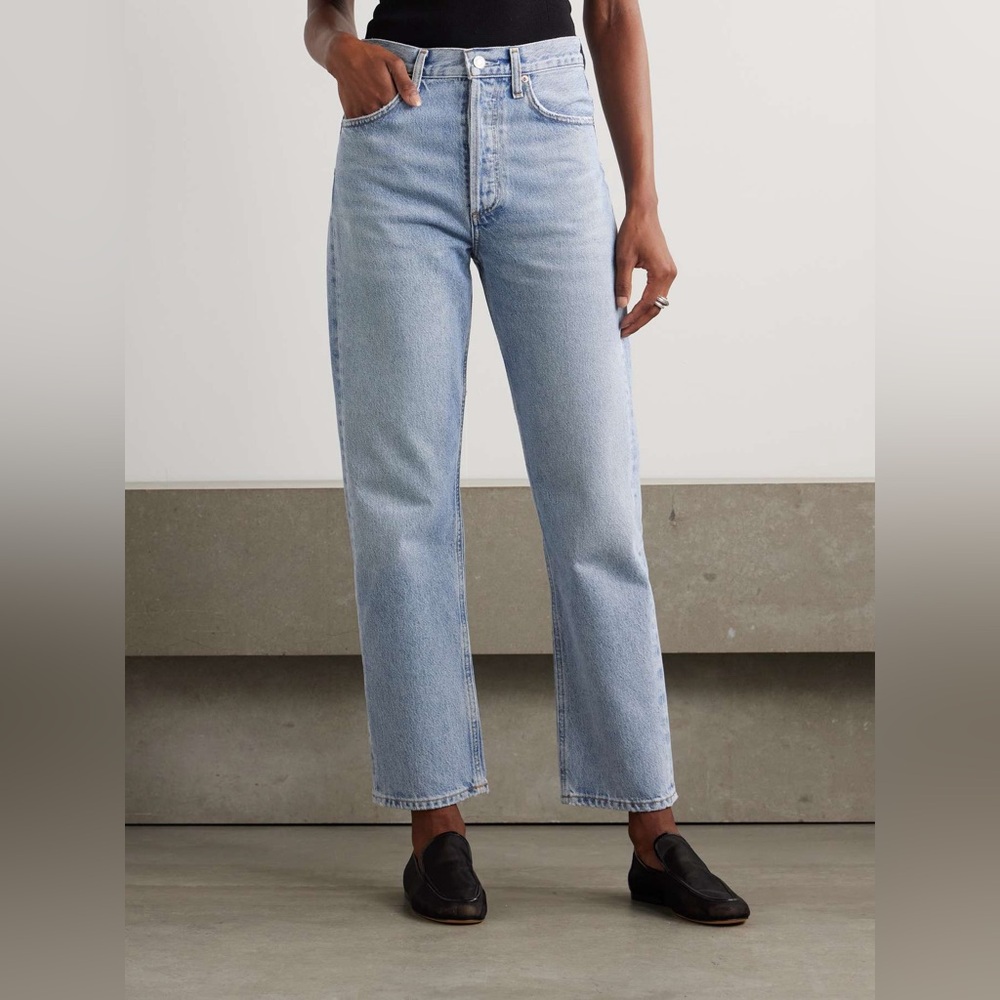 AGOLDE 90’s Jean High Rise Button Fly Light Wash Denim Straight Leg Size 32